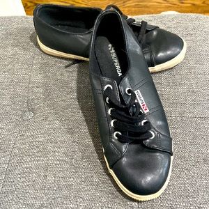 Superga black leather sneakers